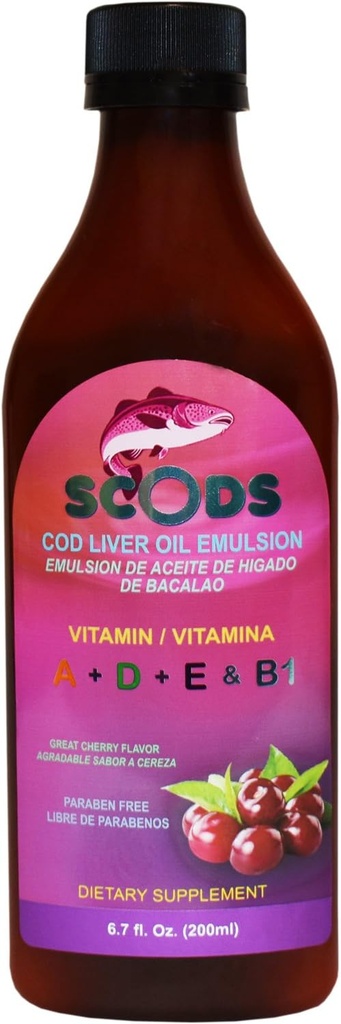 Emulsion de Scods Cereza Cod Leverolie Emulsie Cherry 200ml Vitamine A + D + E & B1