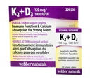 Webber Naturals K2 + D3 120 mcg/1000 IE, Ondersteunt gezonde immuunfunctie - 220 softgels