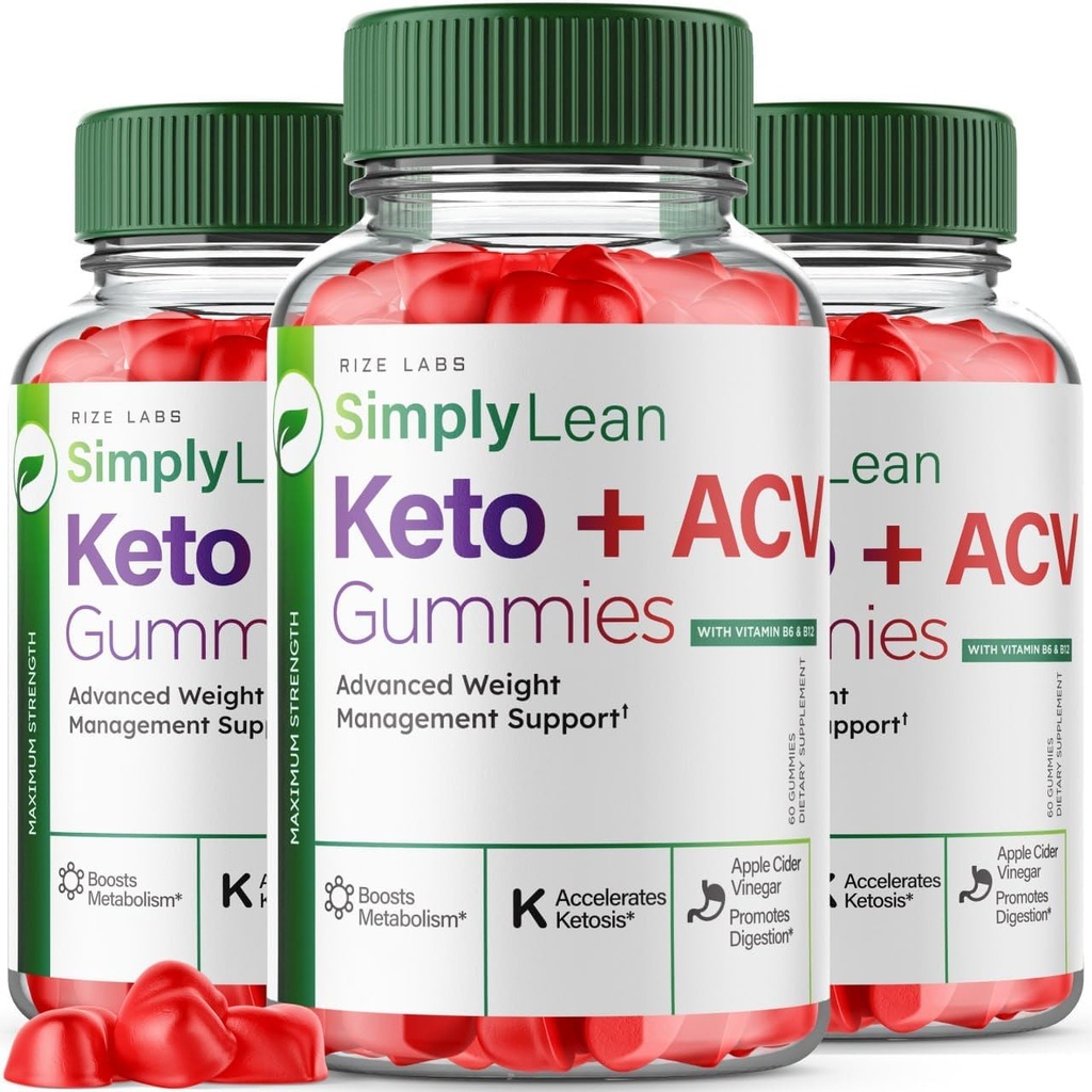 rize labs (Pack of 3 Simply Lean Keto + ACV Gummies for Advanced Weight Loss, Dietary Supplement, Maximum Strength Gomitas, Advanced Formula Review (180 Gummies)