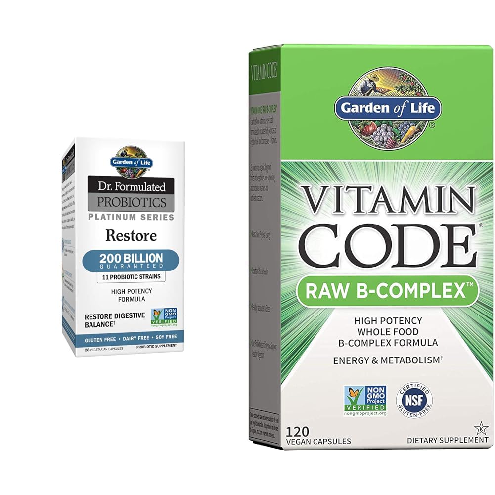 Garden of Life Dr. Formulated Probiotica Platinum Series Restore 200 miljard CFU & vitamine B Complex - Vitaminecode Raw B Complex - 120 Vegan Capsules