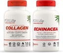 Gélules de collagène et d'échinacée hydrolysées à vie entière - Suppléments alimentaires - Pilules de collagène bovine pour les femmes et les hommes - Extrait de purpurea d'échinacée, sans gluten - 90 gélules de légumes chacune