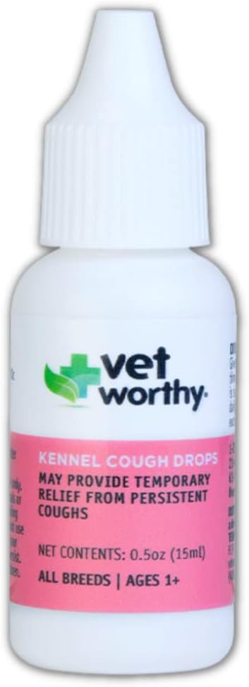 Vet Worthy Toux de Kennel gouttes pour chiens - Supplément de chien pour le soulagement de la Toux de Kennel sec - Toux de chien Remède avec Drosera Rotundifolia, Album d'Arsenicum, Spongia Tosta - 0.5oz