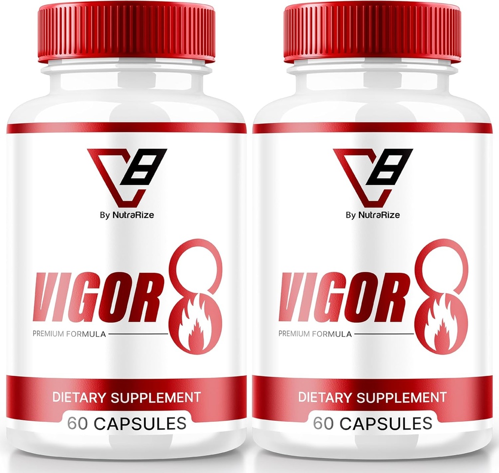 NutraRize (2 Pack) Vigor 8 pour les hommes, Vigor 8 Pills Male Enhancing Formula, Vigor huit capsules supplémentaires Test Boost, Vigor8 Stamina Booster Reviews Horny Goat Weed Tongkat Ali (120 capsules)
