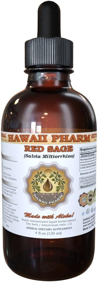 HawaiiPharm Red Sage (Salvia Miltiorrhiza) Liquid Extract, Tinctuur, Kruidensupplement, Made in USA, 2 fl.oz
