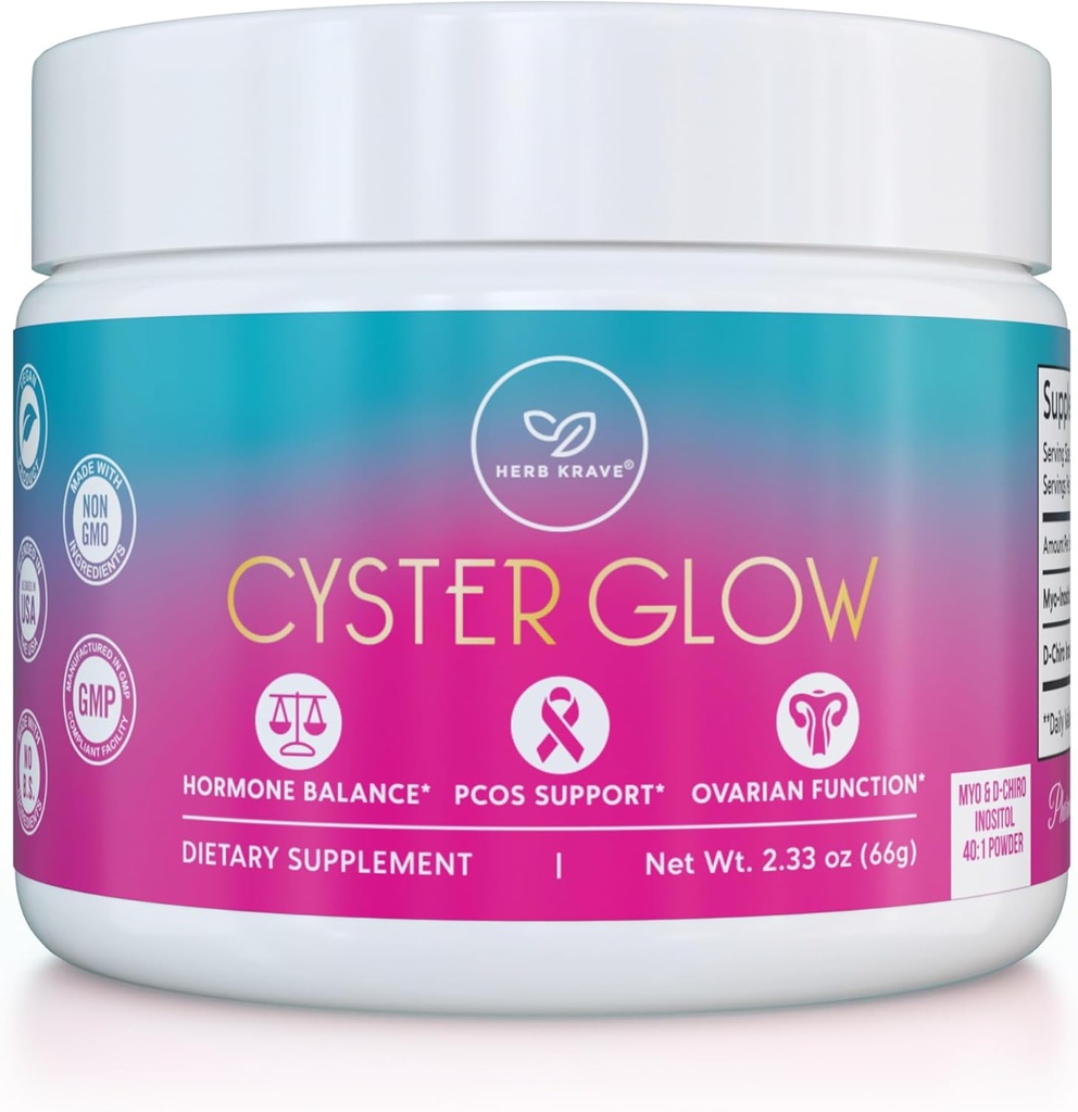 Cyster Glow Premium Myo-Inositol en D-Chiro Inositol Powder PCOS Supplement voor vrouwen -Ideaal 40:1 Ratio-Hormone Balance, Vruchtbaarheid, gezonde ovariële functie -Vitamine B8-30 Day Supply