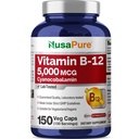 NusaPure Vitamine B12-5000 MCG 150 Veggie Capsules (Non-GMO, Vegan) - Max Sterkte Vitamine B12