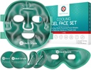 Media Grade Koelende IJsmasker en koelend oogmasker voor gezwollen ogen & Migraine Relief - Self Care Face Ice Pack met ChillGel gezicht ijsmasker technologie - Koelend gezicht masker, oog Pads en zak