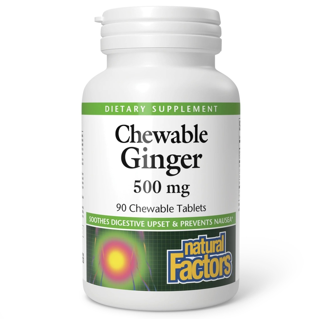 Facteurs naturels Ginger à croquer 500Mg, 90 CT