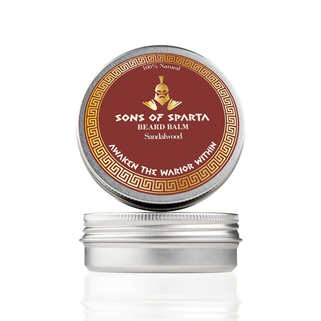Sons Of Sparta Sandalwood Beard Balm for Men | All‑Natural Shea & Argan Oil Conditioner, Softener & Styler for Coarse Beard | 2 oz