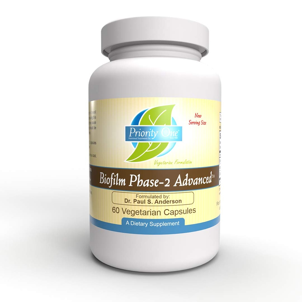 Priority One Vitamins Biofilm Phase-2 Advanced 60 Vegetarian Capsules Exclusief geformuleerd door: Dr. Paul S. Anderson - Disruption of Advanced biofilms*