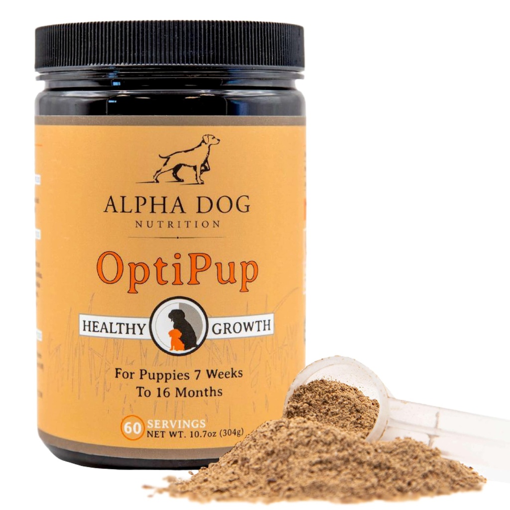 Alpha Honden Voeding OptiPup All-in-1 Puppy Multivitamine bevat 31 Superfoods Inclusief Probiotica en Prebiotica voor Digestieve Ondersteuning, Huid & Immuun Gezondheid en Optimum Groei (60 Servers)
