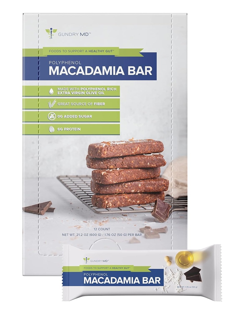 Gundry MD Polyfenol Rich Macadamia Nut Bars, 12 Pack