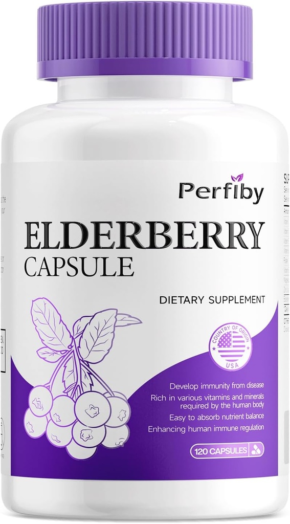 Vlierbes Capsule met Magnesium en Vitamine C, D3 & Zink - Immuun Ondersteuningssupplement voor volwassenen, 120 capsules, 60 dagen Levering