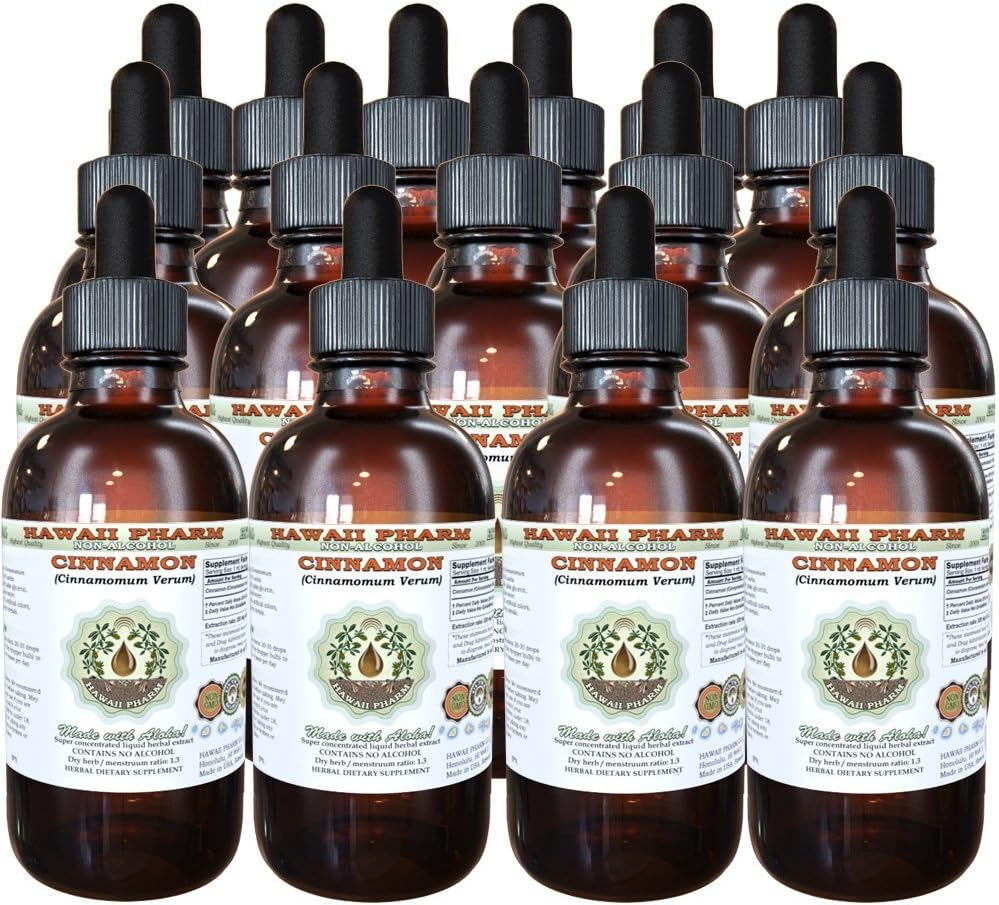 Kaneel Alcoholvrije Liquid Extract, Kaneel (Cinnamomum Verum) Gedroogde Bark Glycerite Hawaii Pharm Natural Herbal Supplement 15x4 oz