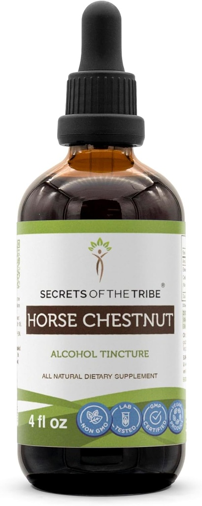 Geheimen van de stam Horse Chestnut Alcohol Liquid Extract, Horse Chestnut (Aesculus hippocastanum) Gedroogde noot Tinctuur Supplement (4 FL OZ)