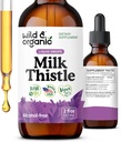 Wild & Organic Milk Thistle Extract Drops - Leverreiniging Ondersteuning - Melkdistel Lever Detox Tinctuur - Silymarin Supplement - Silybum Marianum Seeds - Vegan, Sugar & Alcohol-Free - 2 fl oz