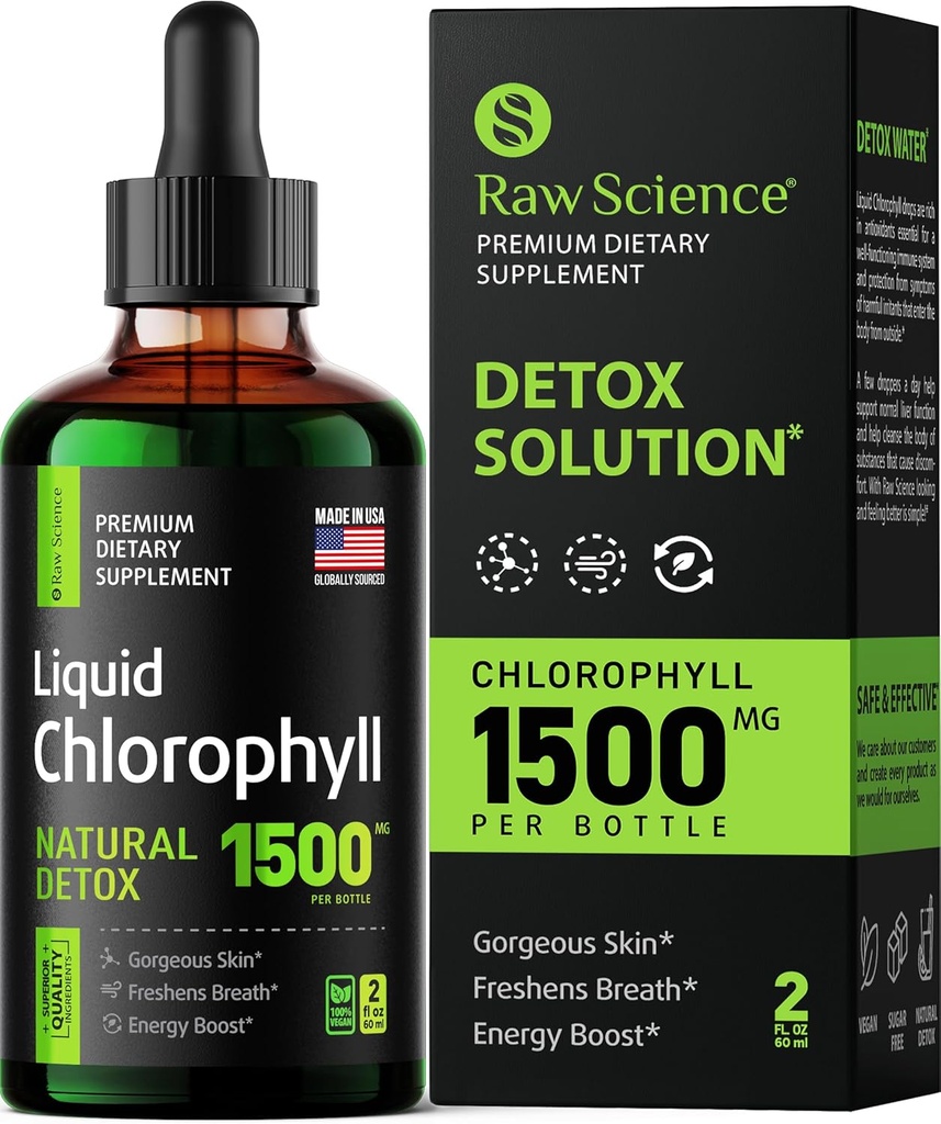Chlorophyll Liquid Drops - Body Deodorizing Supplement, Natural Energy Boost, Organic Chlorophyll Fast Absorbing Vegan Liquid Chlorophyll – Boost Oxygen & Internal Deodorant, Detox Liquid Oxygen Drops