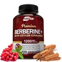 NutriFlair Premium Berberine HCL 1200mg, 120 Capsules - Plus Pure True Ceylon Cinnamon, Berberine HCI Root Supplementen Pillen - Immune System - levert een Optimale 8% HCl