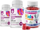 Vlierbessen Gummies voor kinderen en Magnesium 200 mg Gummies Sugar-Free - Gezonde Immuun Systeem Booster en gezondheid Ondersteuning met Vlierbessen Extract met Magnesium Kalm Kauwen voor kinderen & Volwassenen Suikervrije