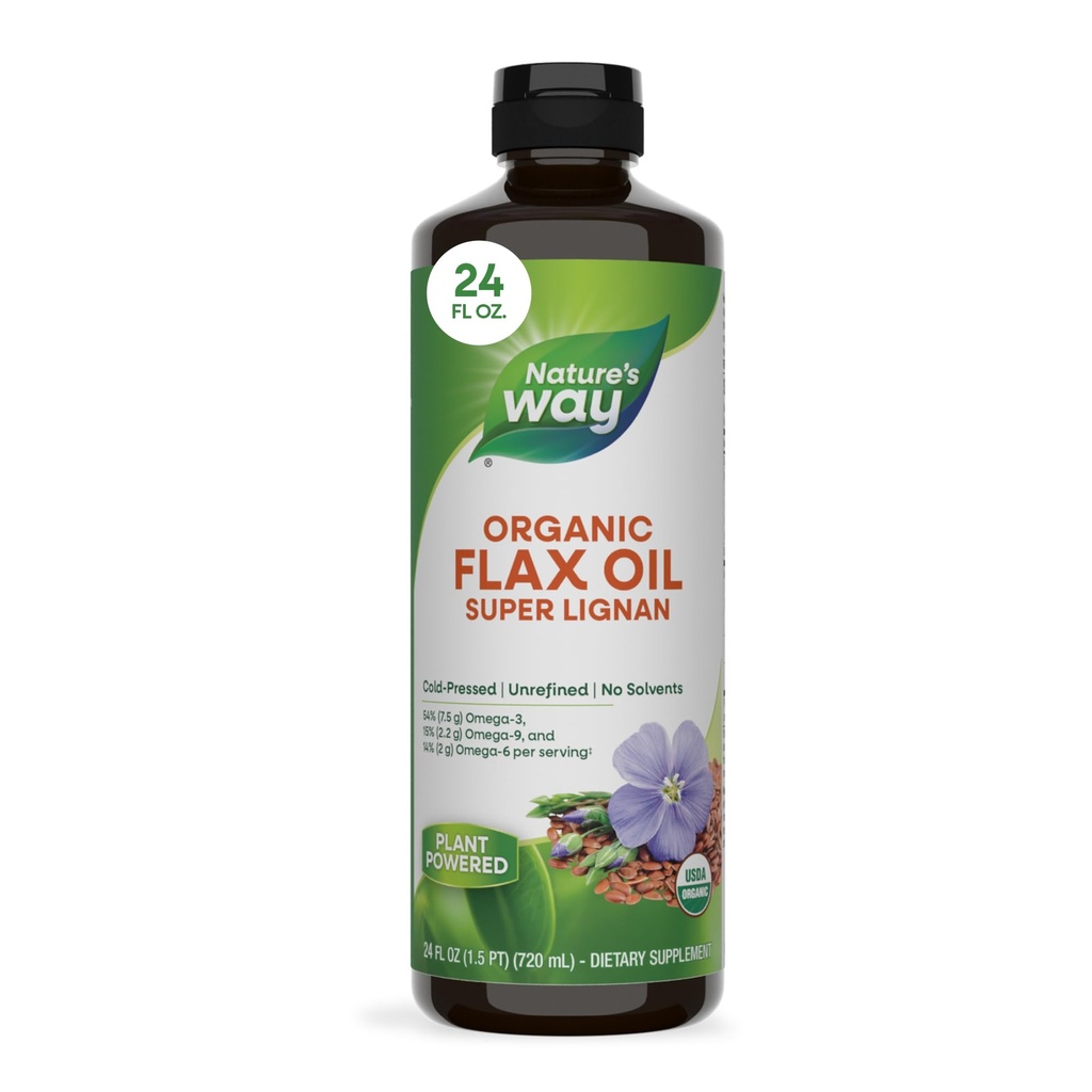 Nature's Way Huile de lin biologique Super Lignan, pressé à froid et non raffiné, 24 Fl Oz