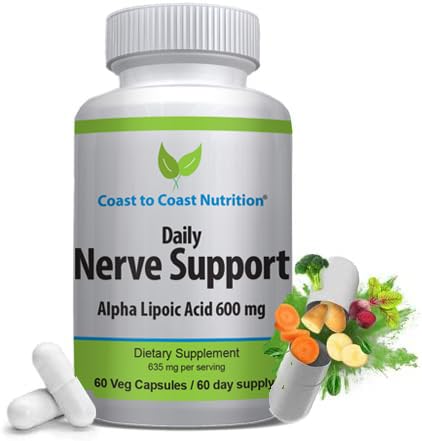 Zenuwondersteuning - Advanced Nerve Relief with Alpha Lipoic Acid 650 mg - Nerve Vitamines for Ease of Hands, Legs, and Foot Aches - 60 Capsules / 30 Day Supply