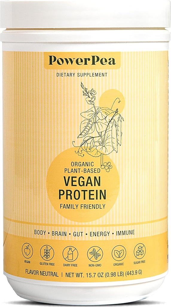 Plant op basis van veganistisch eiwit Unflavored- USDA Organisch met vitamines, vezels, Omega 3, Kurkuma, Kids Voeding, Non-GMO, Zuivelvrij, Allergenen Vrij, Suiker & Glutenvrij