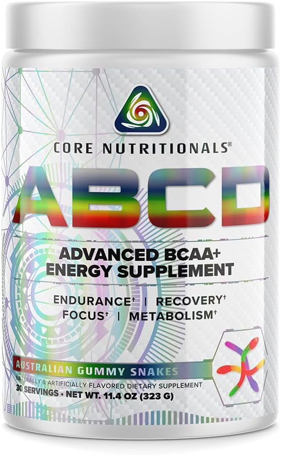 Core Nutritionals Platinum ABCD Advanced BCAA Energy Supplement, verbetert Endurance, Herstel en Focus 30 Servings (Australische Gummy Snakes)