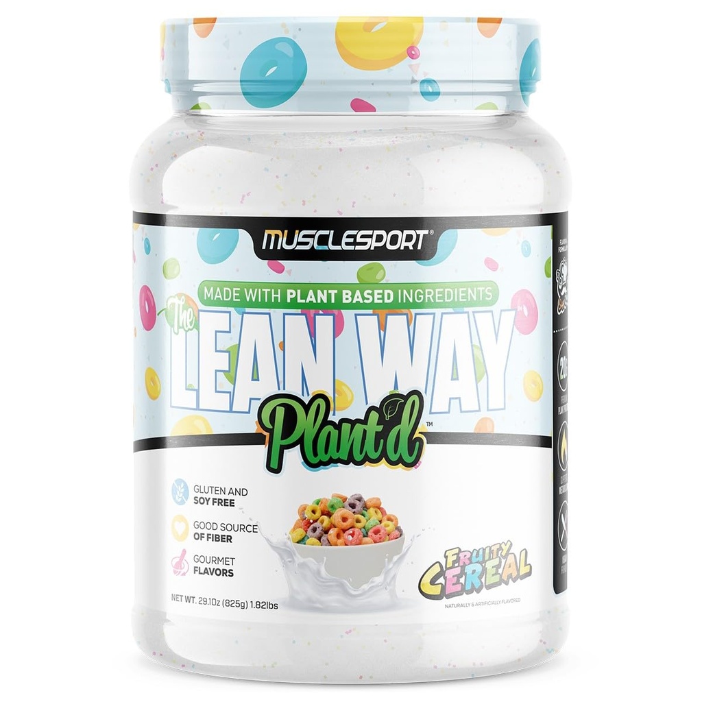 Musclesport Lean Way Protéine végétale - Protéines de pois et mélange de protéines de riz brun, avec ajout de CLA, MCT et L-Carnitine - 20 portions (Fruite Céréale)