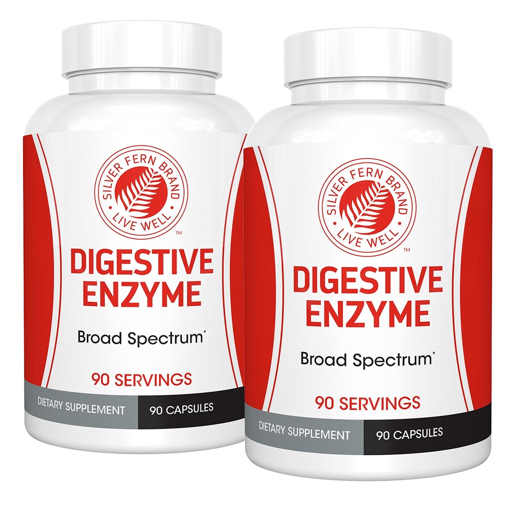 Silver Fern merk Ultimate High Potency Digestief Enzyme Supplement - 2 flessen - 100% Intestinale dekking - Digestieve Comfort - Verbeter voedseltolerantie