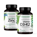 EMERALD LABS Vitamine D3+K2 (60 Caps) & zink 25mg (90 Caps) - Bone Health, Heart Support, Immune Support, Digestieve Gezondheid, Oxidatieve Stress Ondersteuning - Glutenvrij