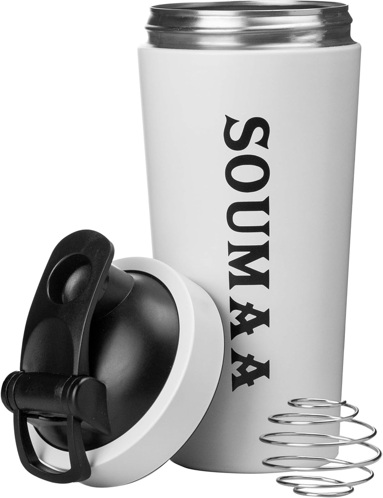 Bouteille de shaker pour protéines en acier inoxydable isolante avec mélange de fils à billes à 24 oz Bouteille de shaker isolante pour mélange de poudres de protéines, mélange de smoothie, mélange de suppléments et pour pré-entraînement