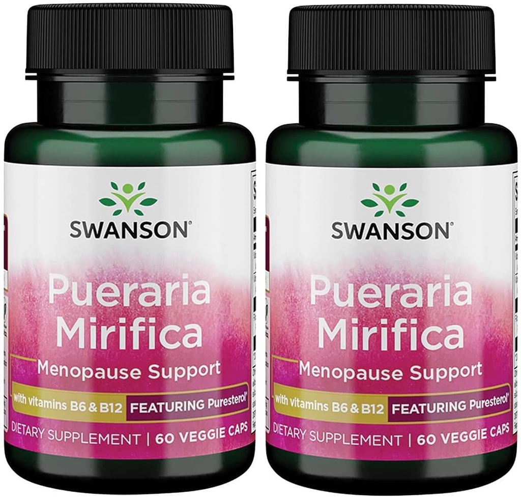 Swanson Pueraria Mirifica met B6 '&' B12 - Met Puresterol 60 Veg Caps 2 Pack