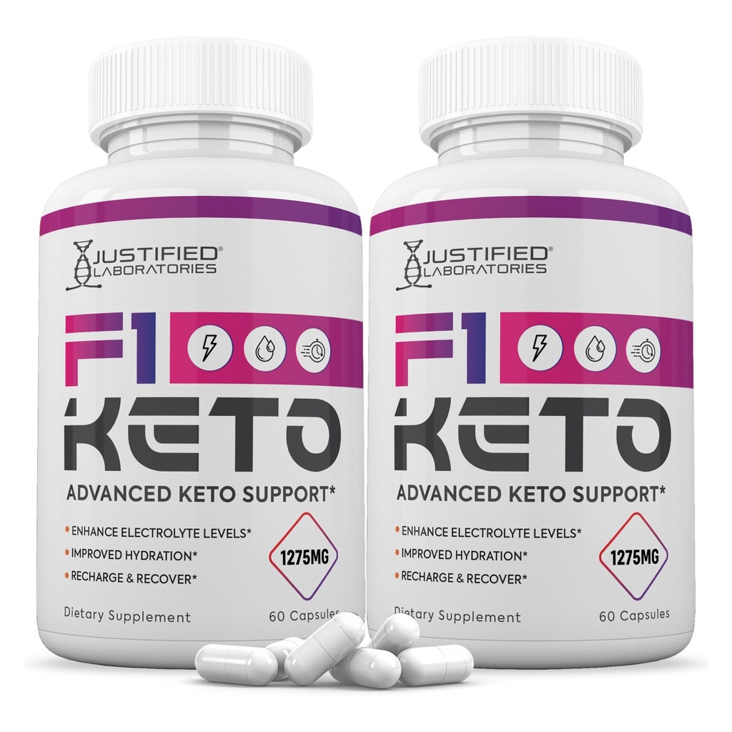 Justified Laboratories (2 Pack F1 Keto Pillen 1275MG Nieuwe en verbeterde formule bevat Apple Cider Vinegar Extra Virgin Olive Oil Powder Green Tea Leaf 120 Capsules