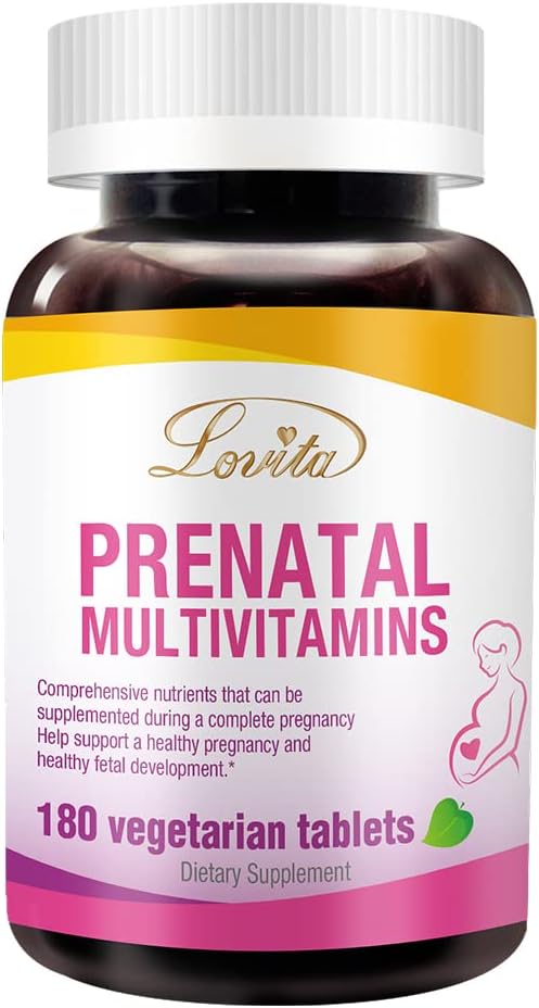 Lovita Prenatale Multivitaminen - Uitgebreide Nutriënt Ondersteuning voor Voor, Tijdens en Post-Pregancy - 180 Vegetarische Tablets
