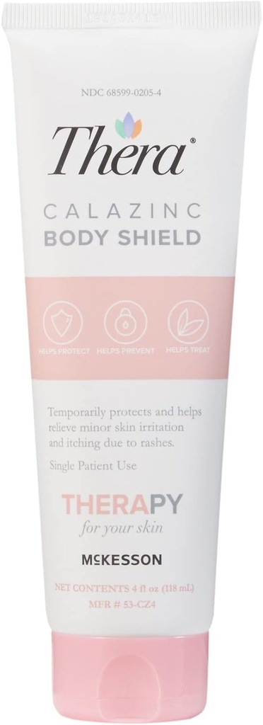 McKesson's Thera Calazinc Body Shield, Calamine met Zink Cream -Skin Barrier Zalf voor Eczema, Psoriasis, Luier Rash - 4 oz. Tube, 1 aantal