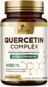 Quercetine Supplement 1000mg - Natuurlijke, plantaardige ondersteuning voor Immuun, Cellulair, Ademhalingsstelsel- en seizoensgebonden veranderingen - Extra sterkte quercetine Dihydraat van Sophora Japonica - 60 Veggie Capsules