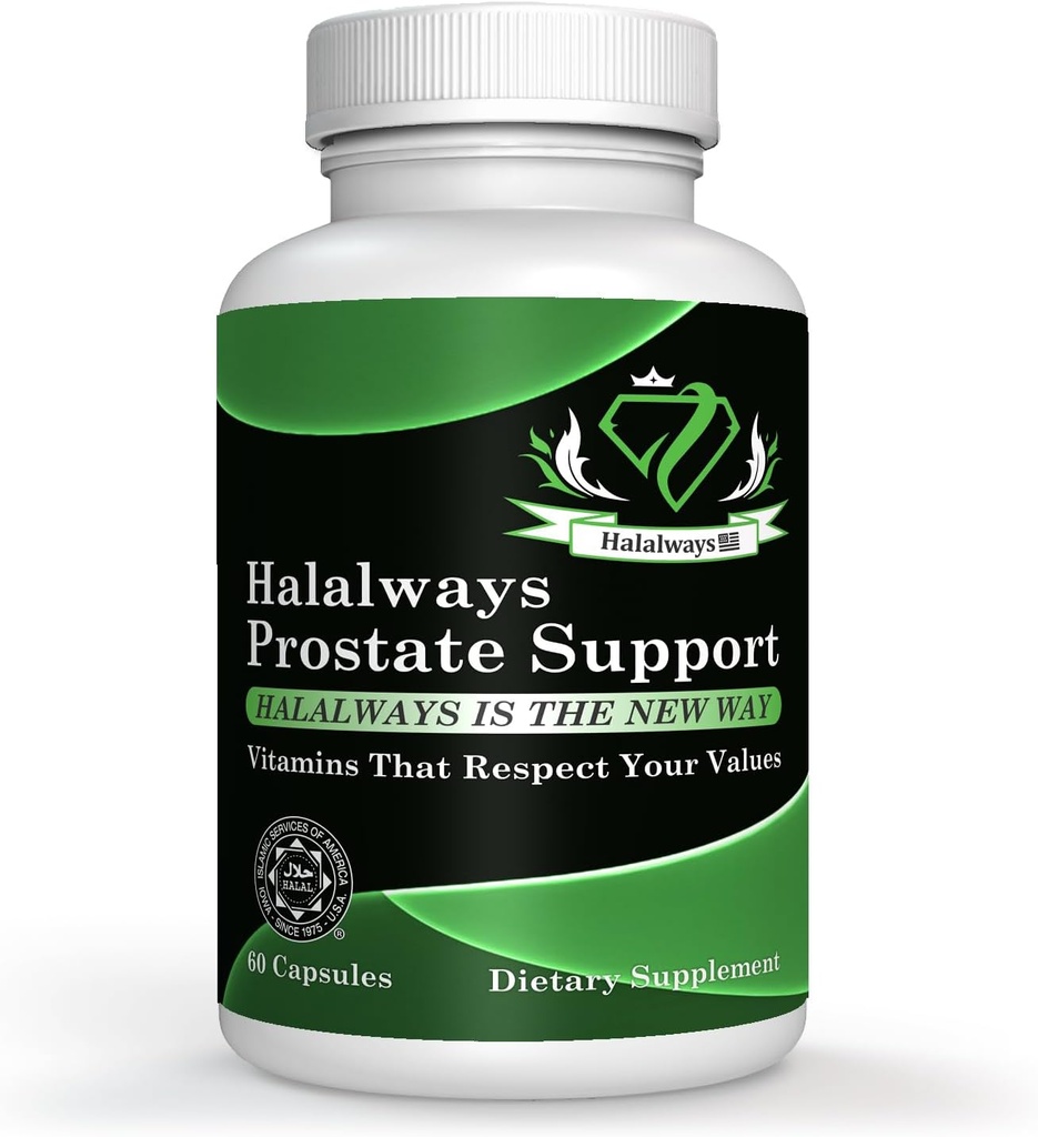 Halalways Prostate Support Certified Halal Supplement (Saw Palmetto, Plant Sterol Complex, Selenium,Pygeum africanum Bark Powder)