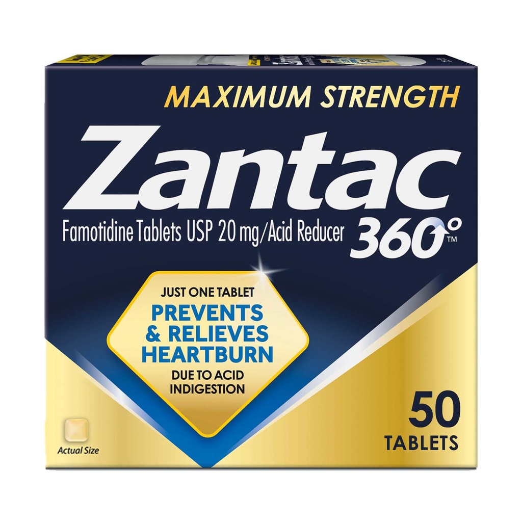 Zantac 360 maximale sterkte tabletten, 50 telling, maagzuur preventie en verlichting, 20 mg tabletten