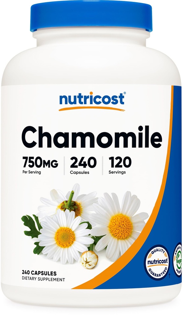 Nutricost Chamomile 750mg, 240 Capsules végétariennes, 120 portions - non-OGM, sans gluten