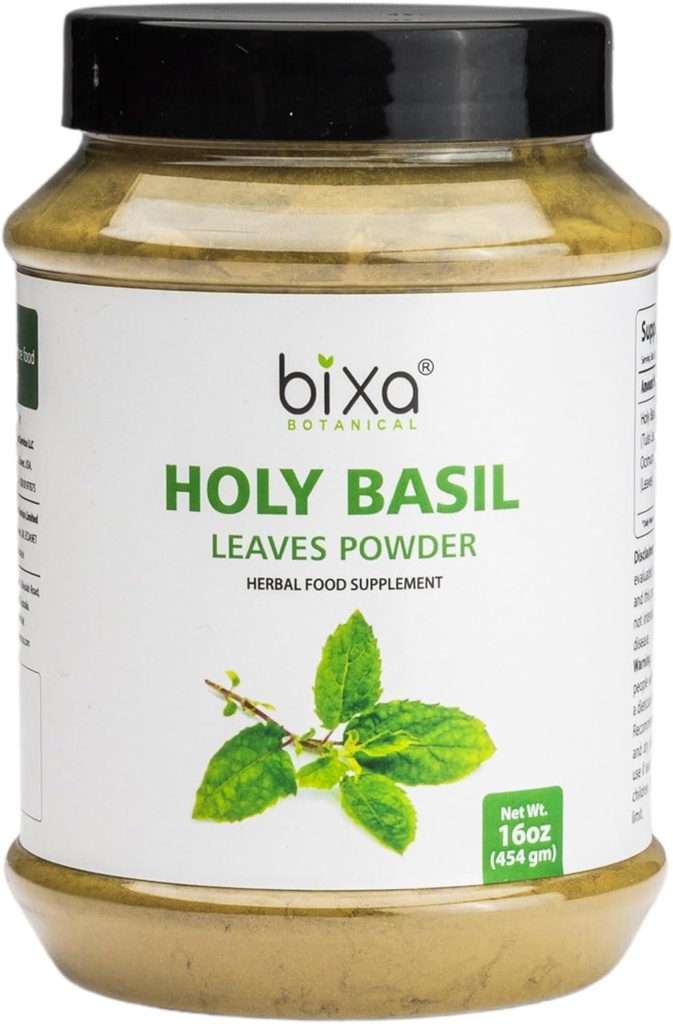 Tulsi Leaves Powder (Holy Basil Leaf, Ocimum Sanctum) Support Immunity,Healthy Breathing, Oral Care,Can be Taken with Tea | Premium Quality Diet Natural Supplement - 454g/16 Oz | Pack of 1