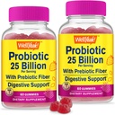 WellYeah (2 Pack 25 Miljard Probiotica + Prebiotica voor mannen en vrouwen Gummies - Digestieve Ondersteuning, Gut Health, Immune Ondersteuning Gummy - Probiotica voor spijsverteringsgezondheid met 12 Strains - 60 Gummies