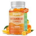 Vitamine B1 Gommies 500mg, Supplément de la Thiamine B1 à croquer pour les adultes, avec 600mg de citrate de calcium, système nerveux de soutien, végétalien, saveur d'orange naturelle