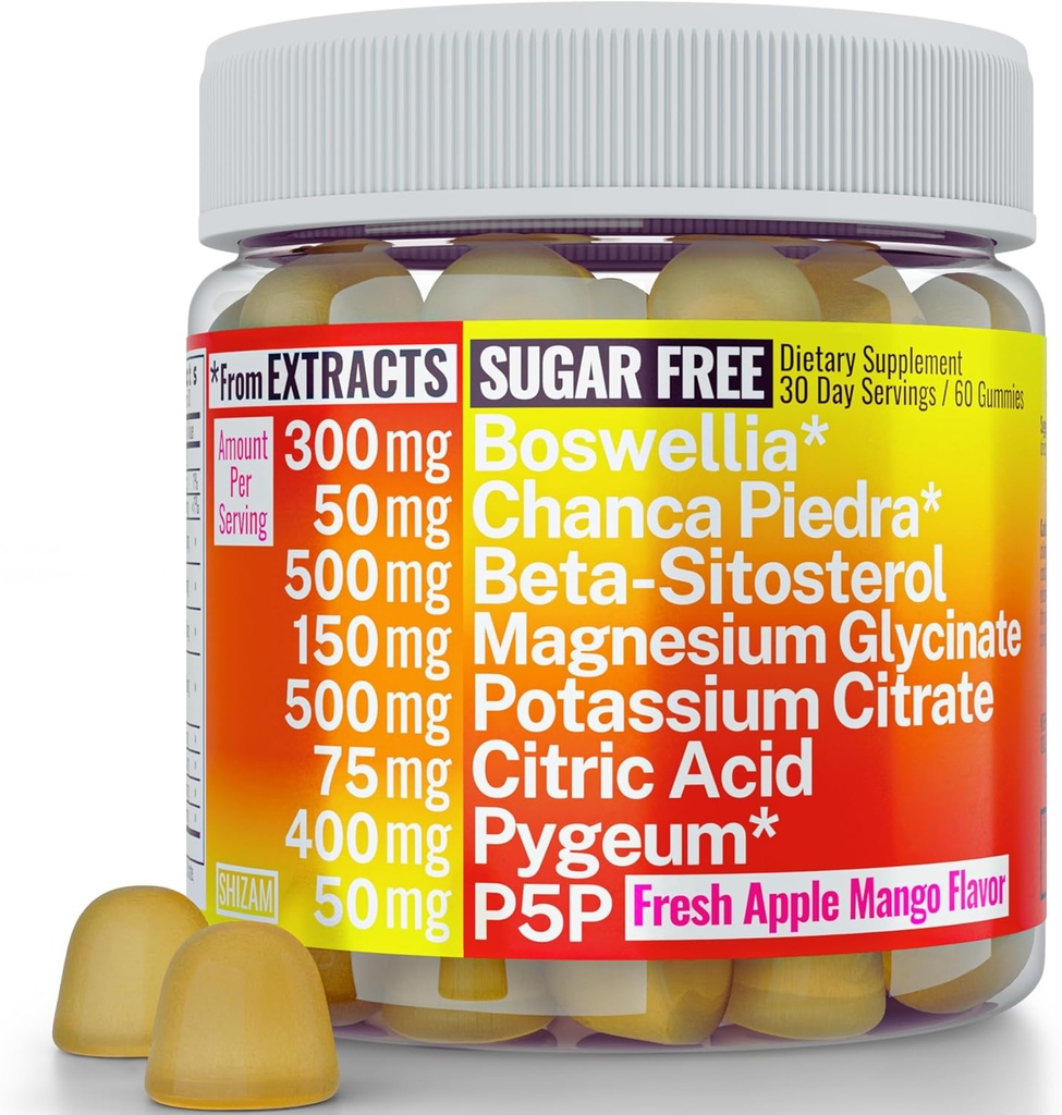 Boswellia Chanca Piedra Pygeum Beta-Sitosterol Gummies met Magnesium Glycinate Kalium citraat P5P 