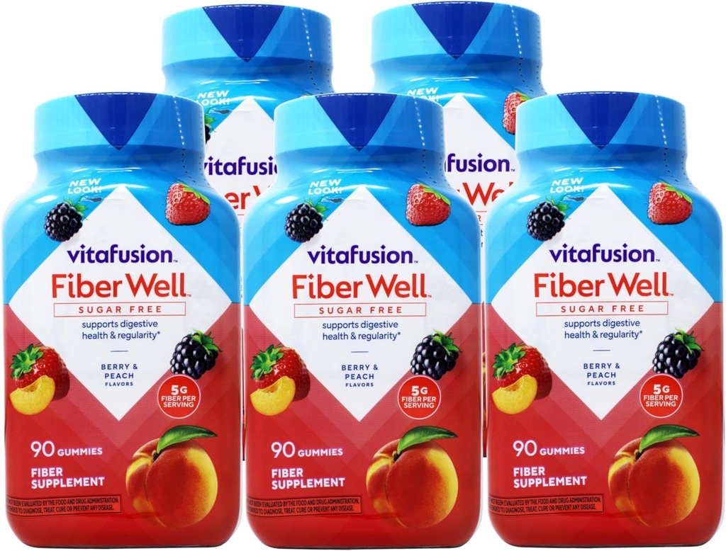 VitaFusion, vezelput Gummies, vezelsupplement, diverse smaken - 90 gummies, Pack van 5