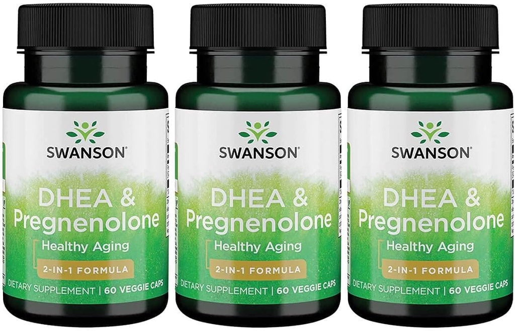 Swanson Dhea en Pregnenolone Complex 60 Veg Capsules (3 verpakkingen)