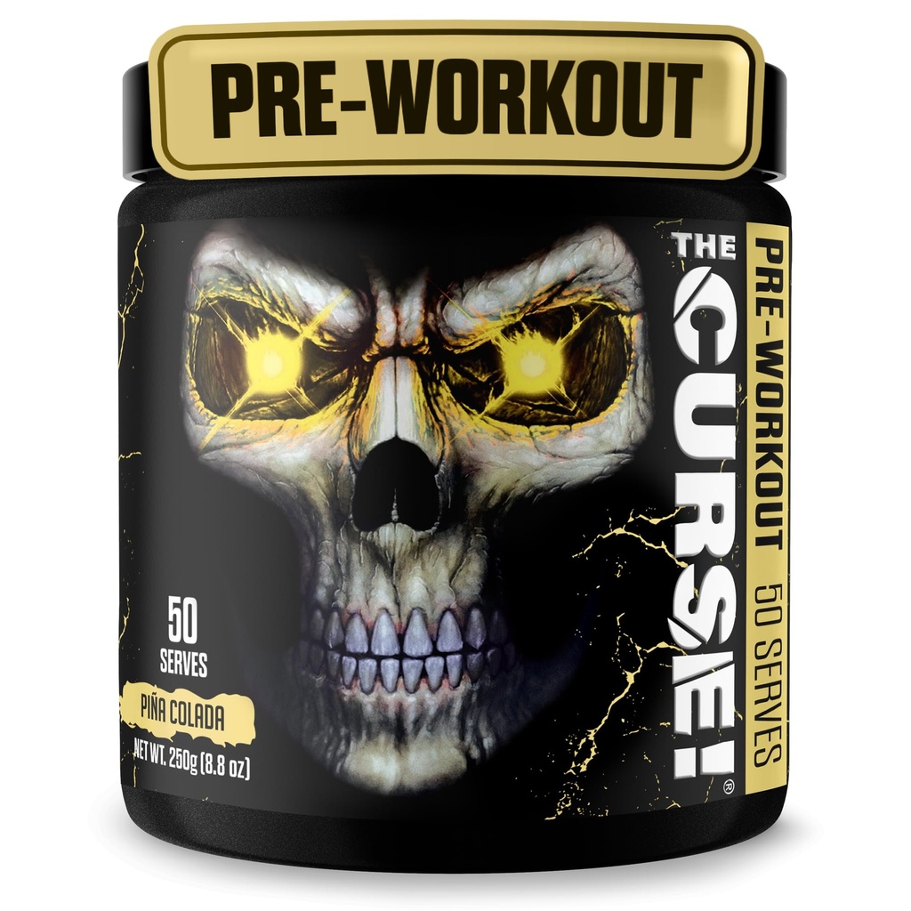 JNX SPORTS The Curse! Voorbehandeling Powder for Men & Women, Cafeïne, Beta-Alanine, Creatine, L-Citrulline, 50 Servings, Pina Colada Flavor Boost Energy, Strength & Focus
