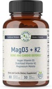 Magnesium Malaat + Vegan Vitamin D3 + gestabiliseerde vitamine K2, Complete Ondersteuning Supplement voor Cellulaire Energie, Cardiovasculaire, Immuun en Metabole Gezondheid & Bone Strength, 90 Veggie Caps