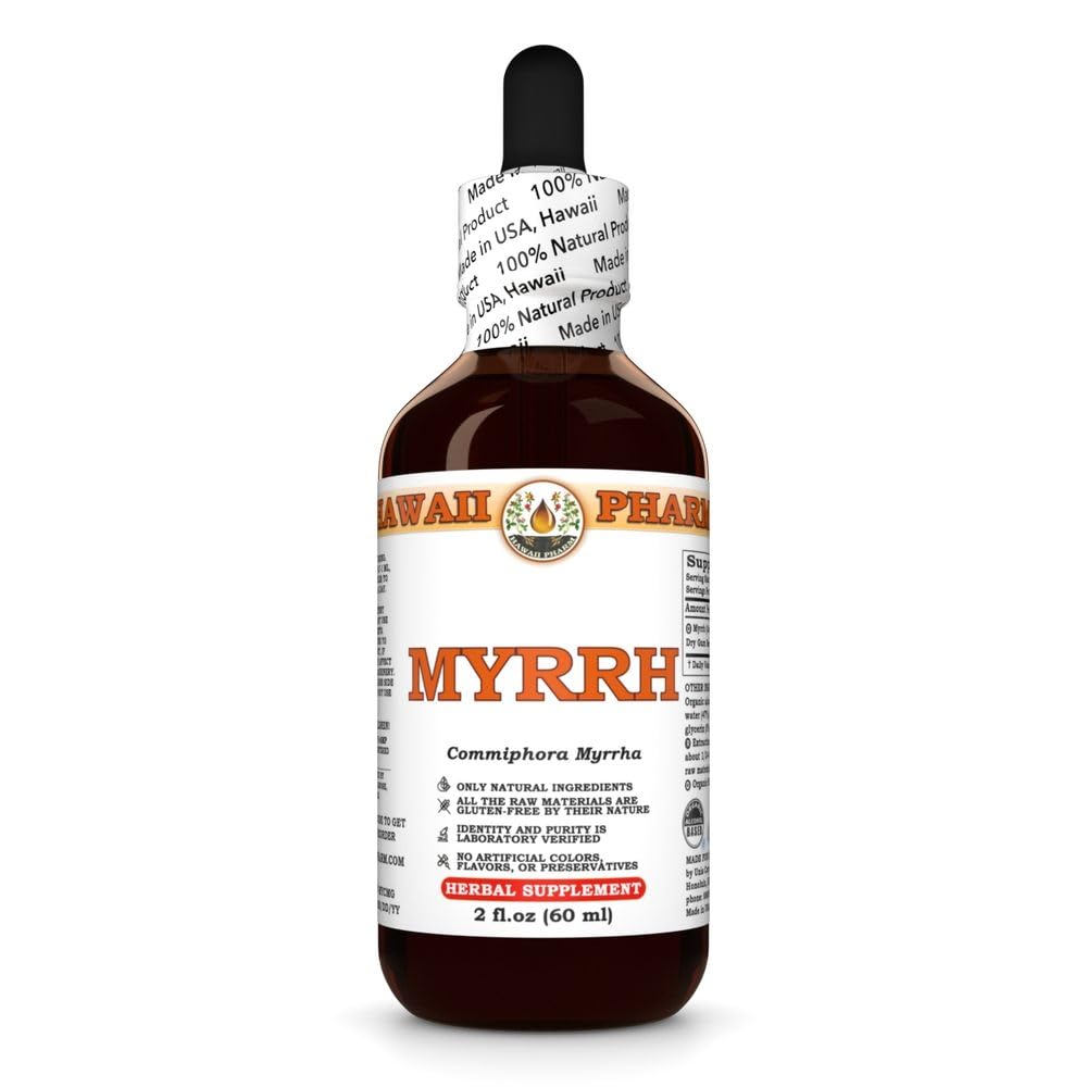 Myrrh Liquid Extract, Biologische Myrrh (Commiphora mirre) Tinctuur Kruidensupplement, Hawaii Pharm, Made in USA, 2 fl.oz