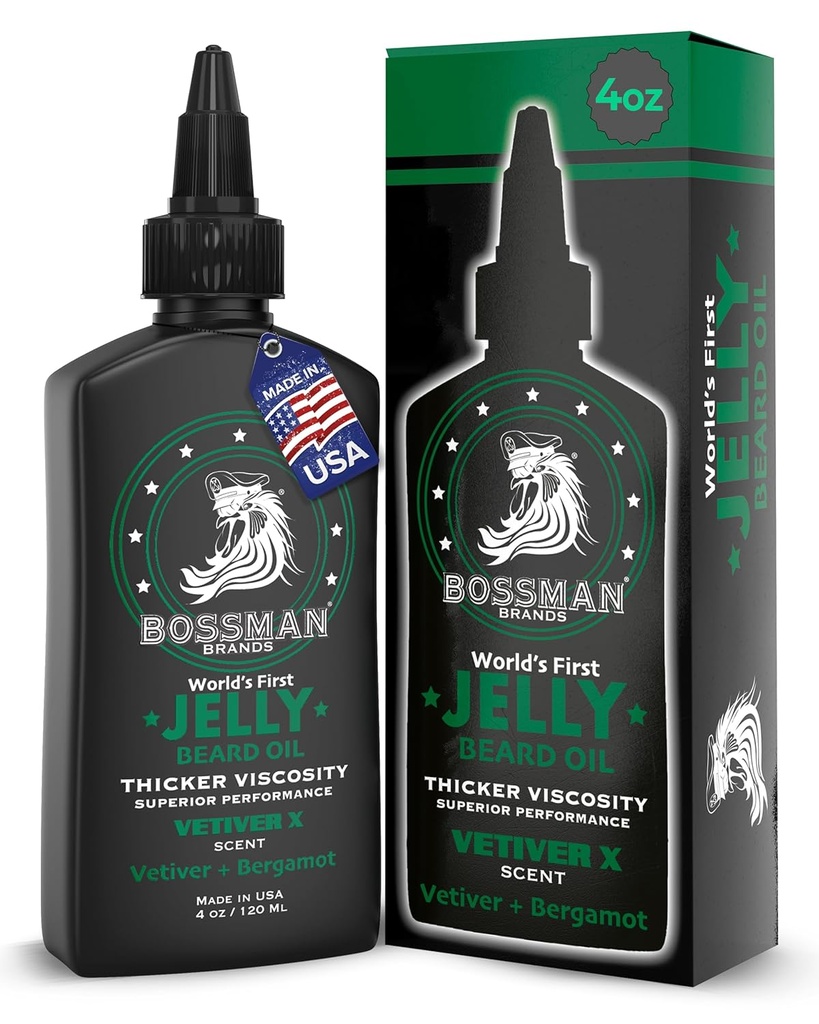 Bossman Jelly Beard Oil for Men (4 oz, Vetiver X Scent) 