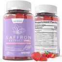 Saffron Supplementen Gummies 100mg - 100% Pure Saffron Extract met Magnesium Glycinaat, L-Theanine, Kurkuma, Ashwagandha, Honey & Vitamin B Complex voor Mood & Power, Antioxidant, Vitaliteit - 120 Tel.